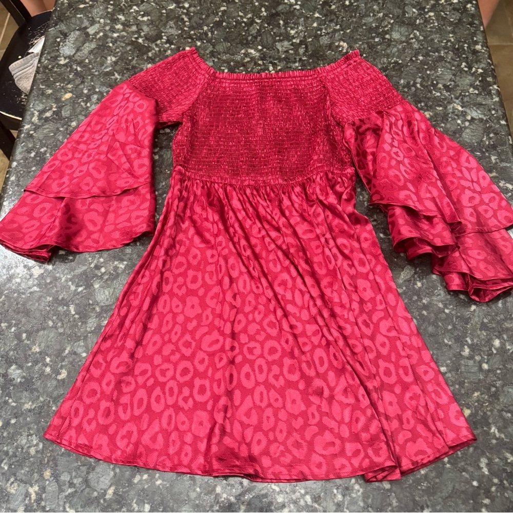 JODIFL Womans Burgundy, Wild For You Cheetah Print Dress Size ( S ) NWT